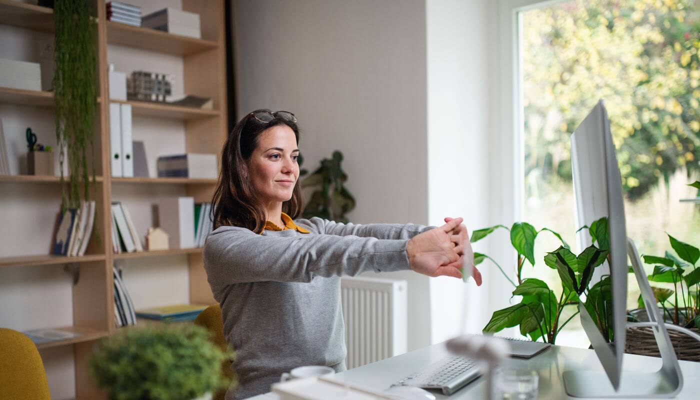 Woman working in her home office